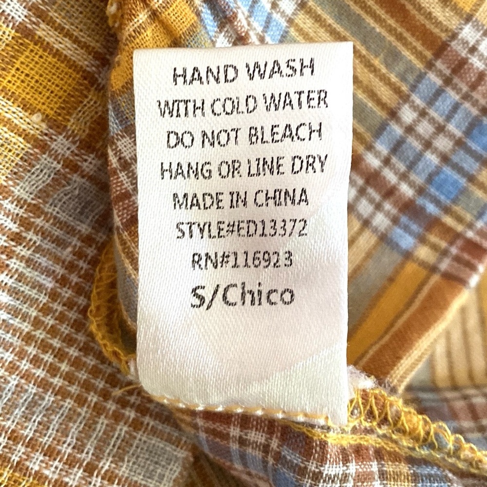 Easel Brown Yellow Blue Plaid Gingham S Country Garden Picnic Cottagecore Dress - Picture 13 of 13